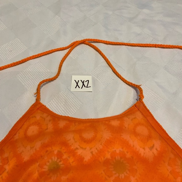 EUC-Neiman Marcus orange crocheted halter top - Picture 4 of 6